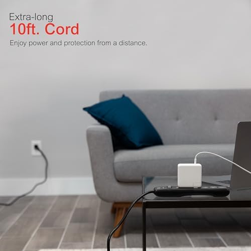 GE Surge Protector Power Strip, 2 Pack, 10 Ft Long Extension Cord - Image 3
