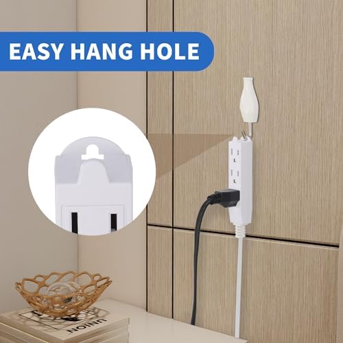 GOMEN 3 Feet Indoor Extension Cord with 3 Outlets, AWG 16/3 Angled Flat Plug Power Strip, 3 Prong Grounded, 13 Amps - 1625 Watts - 125 VAC, White, 2 Pack - Image 5