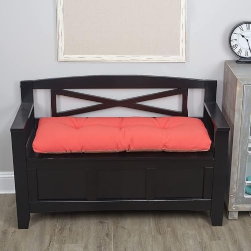 Klear Vu The Gripper Non-Slip Tufted Bench Cushion for Indoor Furniture, Assembled in USA, Entryway Storage, Bay Window, Corner Nook or Piano Seat, 43 Inches, Solid Coral - Image 2