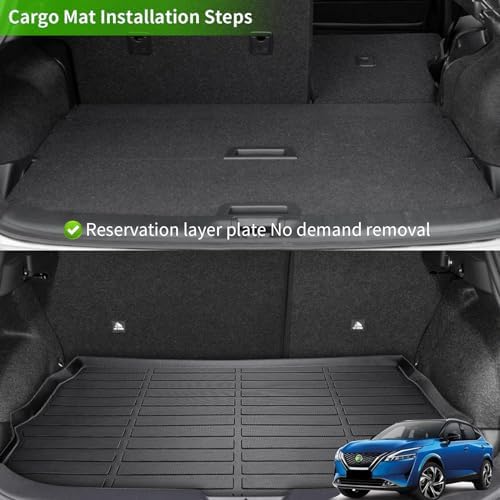 HAFIDI® Floor Mats & Cargo Liner Set Fit for 2017-2022 Nissan Rogue Sport (Cargo Liner Only Fit the Upper Layer) All Weather Protection TPE Car Full Set Floor Liners Custom Accessories - Black - Image 4