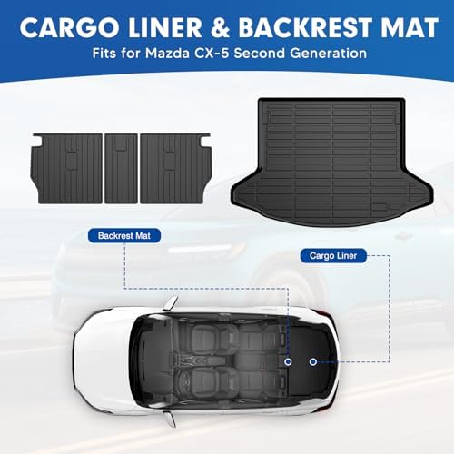 Mixsuper Cargo Liner for Mazda CX-5 CX5 2017-2024 2025, All Weather Trunk Mat Backrest Mat TPE Back Seat Cover Protector for CX5 Accessories - Image 2
