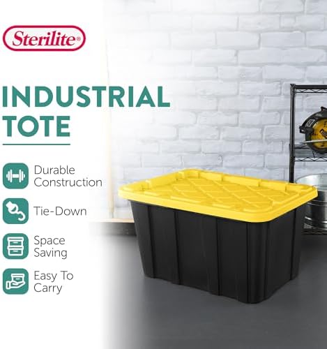 Sterilite Industrial Storage Tote with Lids for Garage, 27 Gallon, 4-Pack - Image 3