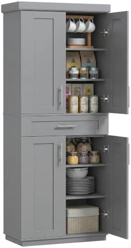 HOMCOM 72" Kitchen Pantry Cabinet Freestanding Storage Cabinet Gray by HOMCOM