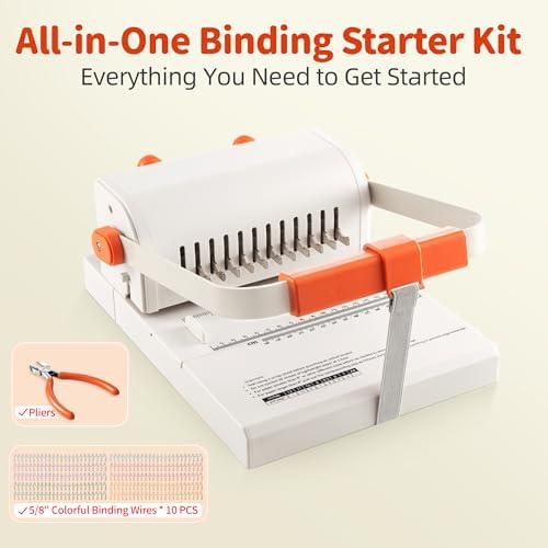 Binding Machine Kit 2:1 Hole Pitch Book Binding Kit with 10PCS 5/8'' Wires and Plier, Manual Paper Punch Binder for DIY Notebooks, Journals, Albums, School Projects, Home/Office Use - Image 5