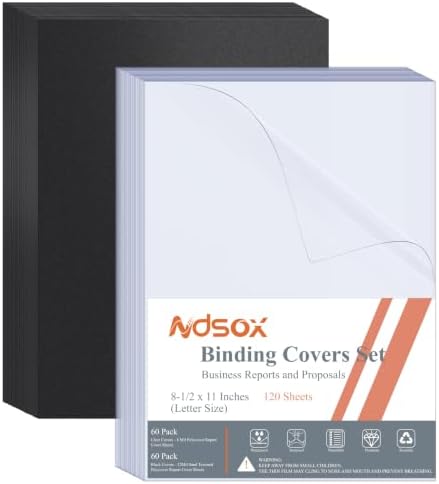 Ndsox 120 Pack Binding Covers and Backs Set 8.5" x 11" Letter Size by NDSOX