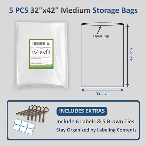 Wowfit Large Plastic Bags for Comforters & Pillows, 32x42, 5 CT, 1.6 Mil - Image 2