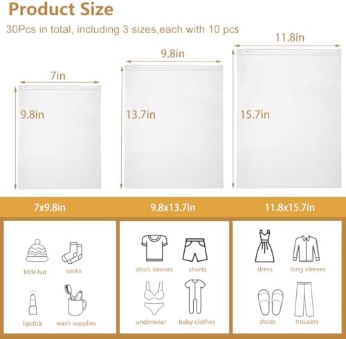 3 Sizes 30PCS Gcrdplat Travel Storage Bags - Image 2