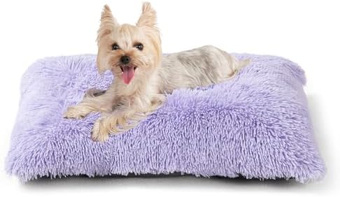 EHEYCIGA Fluffy Dog Crate Bed for Small Dogs, Plush Crate Pad, Purple by EHEYCIGA