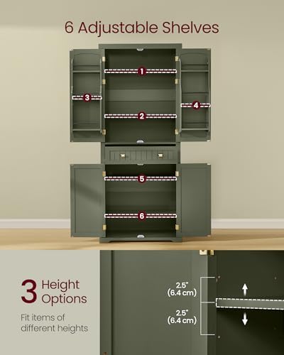 VASAGLE Pantry Cabinet, Freestanding Tall Cupboard with a Drawer - Image 6