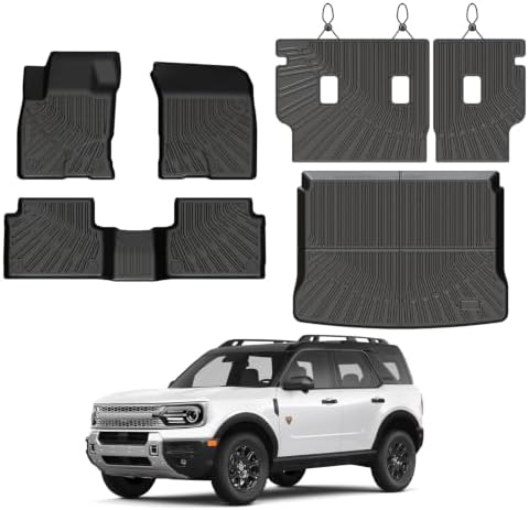 Bronco Floor Mats - Car Mats for Ford Bronco Sport 2021-2026 (Only for Sport) 4-Door, All Weather Floor Mats and Cargo Liner with Backrest Mat for Bronco Accessories, Heavy Duty Rubber Mats by cartist