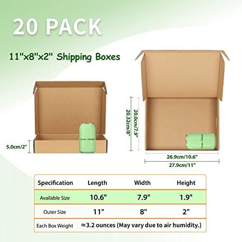 11x8x2 Cardboard Shipping Boxes Set of 20, Brown - Image 4