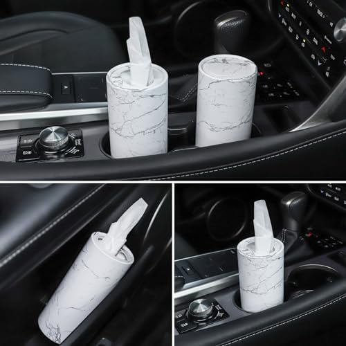 SINGARO Car Tissue Holder, 4 Pack Car Cup Holder Facial Tissues with Travel Tissue Bag, Quick and Convenient Flower Combination Car Tissue Box(4 Canisters/200 Tissues) White - Image 5