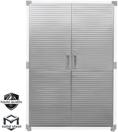 Heavy Duty Steel Storage Cabinet with Double Doors, Adjustable Shelves, Door Secured Lock, Large Capacity Organizer for Garages,Offices and Warehouses (White, 48" W x 24" D x 72" H) - Image 3