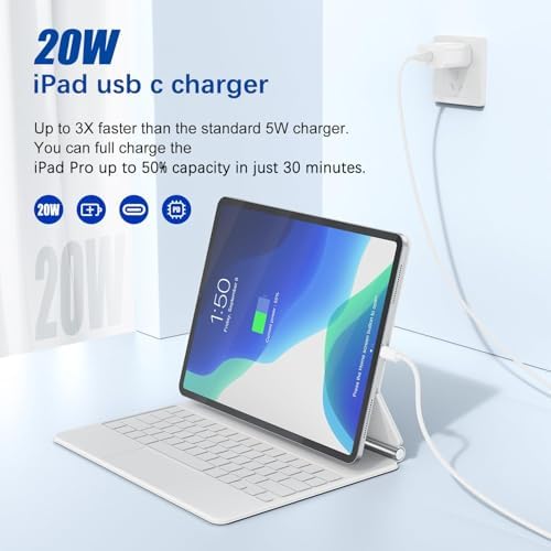 iPad Fast Charger,2Pack iPad Pro Charger USBC to C Cable Cord 20W USB C Charger i-Pad Charging Block for iPad A16 11/10th,iPad mini 6/A17 Pro,i-Pad Air/i-Pad Pro 13/12.9/11inch 2020-2025 - Image 2