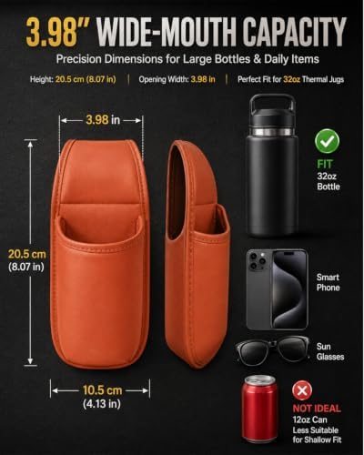 Leather Car Door Cup Holder Clip on Extra Large Drink Organizer 2 Pack - Image 6