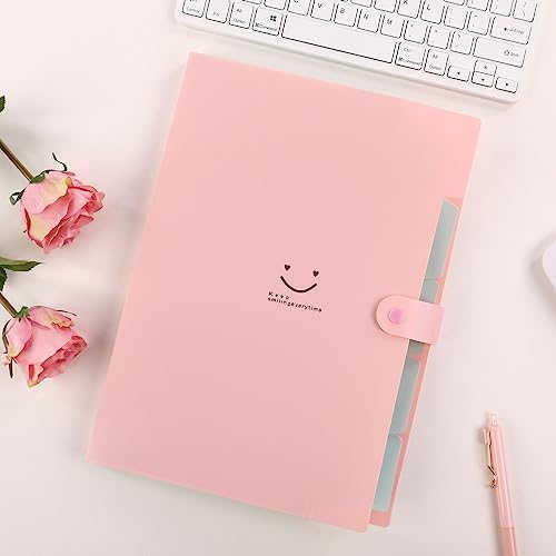 SKYDUE Expanding File Folder 5 Pockets, Skydue Letter A4 Paper Accordion Document Organizer (Pink) - Image 2