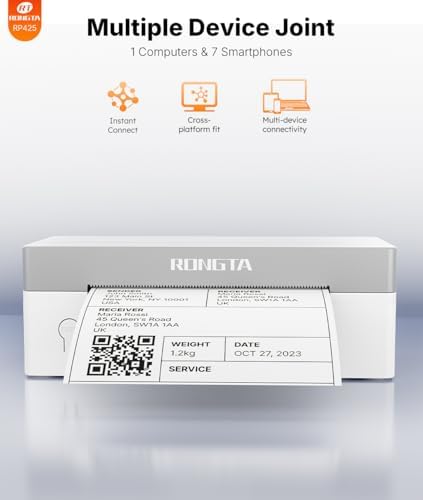Rongta Shipping Thermal Label Printer, Bluetooth 4x6 Sticker Label Maker Wireless Shipping Label Printer for Package Small Business Compatible with Windows macOS Android iOS (White) - Image 5