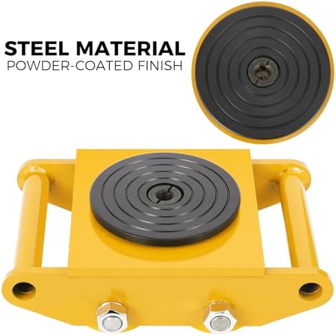 4-Pack Steel Machine Skates - 6T Capacity,360° Rotation,13200 lbs Heavy Duty Machinery Mover for Industrial Use, Yellow - Image 4