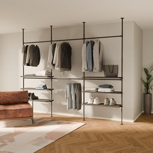 pamo Adjustable Clothes Rack with Shelves 117" W x 86"-98" H by pamo