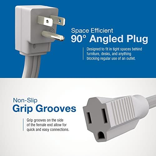 Appliance Extension Cord - 9ft Heavy Duty Gray Extension Wire for Appliance - Image 3