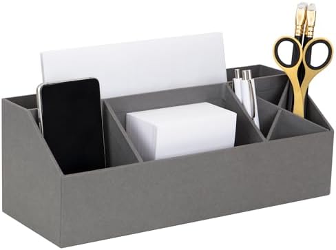 Bigso Elisa Desktop Organizer - Durable Office Desk Organizer with 7 Compartments for Office Supplies and Accessories - 13.1 in x 4.9 in x 4.9 in - Grey - Image 3