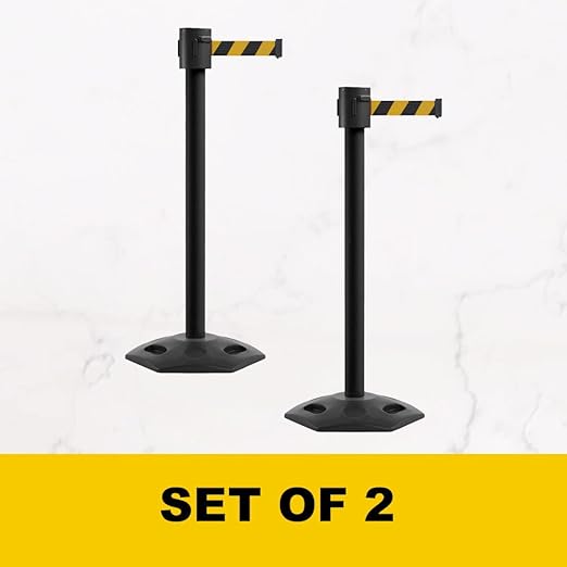 Montour Line MSR760 Set of 2 Retractable Belt Barrier Stanchion, Rubber Base - Image 3