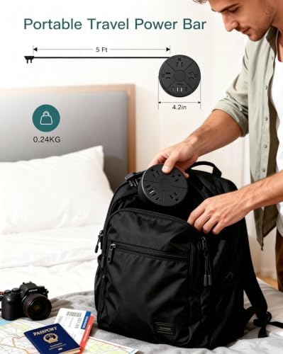 Travel Power Strip - Cruise Ship Essentials with 3ft Retractable Cord - Image 4
