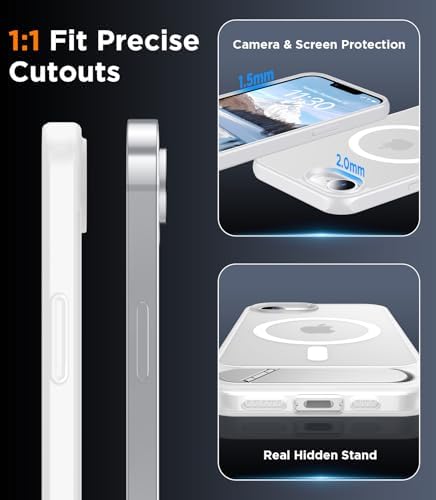 Temdan Magnetic Compatible with iPhone 17e Case & iPhone 16e Case,[Built-in Invisible Kickstand][Compatible with MagSafe][Military Grade Shockproof] Slim Translucent Matte Case for iPhone 16e/17e 6.1" - Image 6
