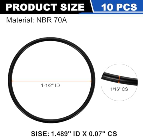 uxcell 10Pcs AS-029 NBR 70A O-Rings 1-1/2"ID x 1/16"CS/1.489"ID x 0.07"CS - Image 2