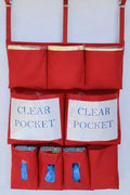 It's Sew EZ Personal Protection Equipment (PPE) Isolation Door Caddy - 9 Pockets - NFPA-701 Fire Retardant Nylon Oxford with Three Stainless Steel Hooks included (Red, Large 9 pockets) by Unknown