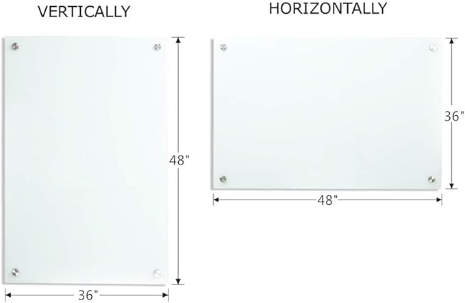 Magnetic Glass Whiteboard with Eraser 48" x 36" Frameless Tempered Glass Dry - Image 2