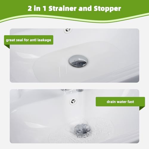 Universal Bathroom Sink Drain Stopper Strainer, Big Cover, Chrome - Image 4