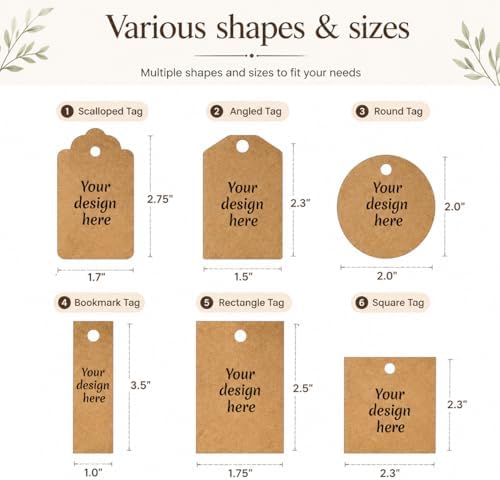 50-500pcs Custom Hang Tags,Personalized Cardstock Tags with Your Logo Text Image, Various Shapes and Size,Fully Customizable Hang Tag for Clothing,Small Business, Handmade Items, Favors, Gifts - Image 2
