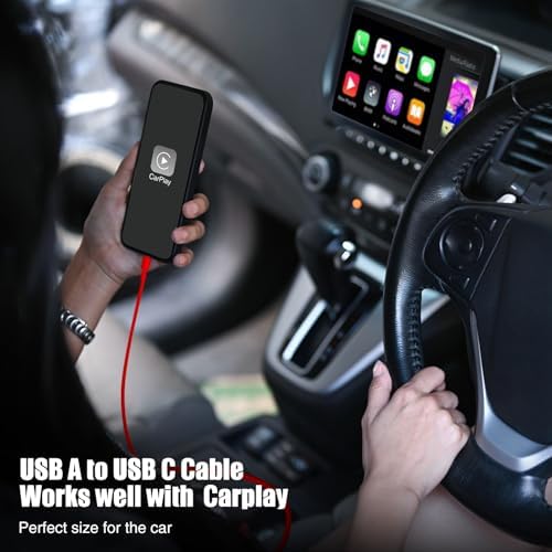 3-Pack Red [3.3FT+3.3FT+6FT] USB A to USB C Cable，USB to USB C Car Carplay Cable for iPhone 16 15 Pro Plus Pro Max，for iPad Pro/Air/Mini，for Samsung S24/S23/S22/S21，for MacBook Pro/Air and More - Image 2