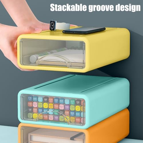 Desk Organizer with Drawers, Stackable Storage Drawers with Compartments Desktop Organization for Office Supplies, Makeup, Pencils, Tape, Erasers, Paperclips, Chargers (2S2M) - Image 6