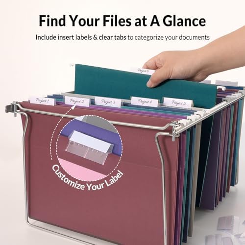 SUNEE Hanging File Folders Vintage Colors, 25 Pack Letter Size File Folders with 1/5-cut Tabs, Stay Organized for Your Home and Office Bulk File and Documents - Image 2
