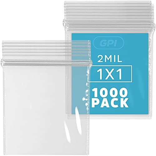 1" x 1" Tiny Zip Bags, 1000 Pack, 2 Mil, Reclosable Jewelry Bags, GPI by GPI