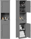 Shintenchi Tall Bathroom Storage Cabinet, Slim Corner Floor Cabinet with Doors and Drawer, Freestanding Narrow Bathroom Organizer with Adjustable Shelves for Small Space, Gray by Shintenchi%7CFurnitureMadeforRealLife