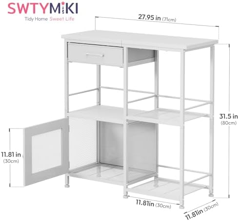 SWTYMIKI Coffee Bar Cabinet for Home - Farmhouse Coffee Stand Station Multi-Purpose Buffet Sideboard Cabinet - Kitchen Bar Table for Living Room, Corner, Small Space, White - Image 2