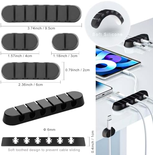 ZIIYAN 163 PCS Cable Management Kit, 3 Wire Organizer Sleeve, 8 Self Adhesive Cable Holder, 25 Cord Clips, 20+2 Roll Reusable Cable Straps and 100 Fastening Cable Ties for Computer TV Under Desk - Image 2