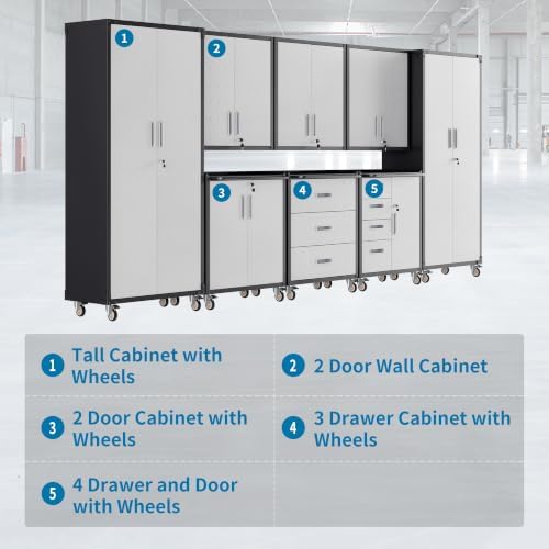 8-Piece Garage Storage Cabinets System Heavy Duty Workshop Set - Image 4