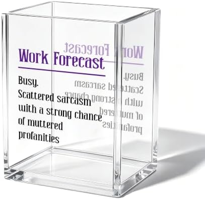 Funny Office Acrylic Cosmetic Pen Pencil Holder Cup, Work Forecast Cute Pencil Organizer, Minimalist Unique Desk Accessories, Humor Gag Sarcastic Gifts for Women Men Boss Employee（A13） by Unknown