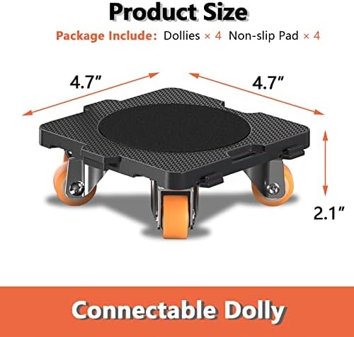 ONEON Furniture Mover with Wheels - Add Connect Bearings Wheel Dolly 4 Pack - Image 2