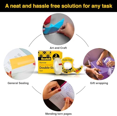 Scotch Double Sided Tape, Permanent Photo-Safe Adhesive, Clear, 1/2 inch x 500 inches per Roll, 10 Rolls (5 Packs of 2) – Scrapbooking, Crafts and Office Supplies - Image 5