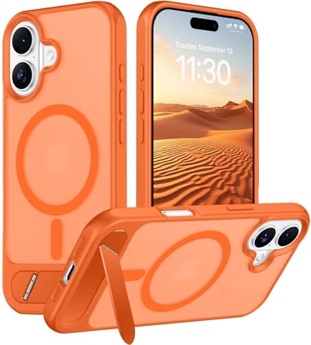 Temdan Magnetic Compatible with iPhone 16 Case, [Built-in Invisible Kickstand][Compatible with MagSafe][Military Grade Shockproof] Slim Translucent Matte Phone Case for iPhone 16 6.1" by Temdan