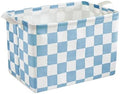 Ohocut Blue White Checkered Canvas Basket, Rectangular Organizing Decorative Storage Basket for Kids Dog Toy, Cute Aesthetic Race Cars Boy Room Decor for Home, Kitchen, Bedroom, Classroom, Shelves by Ohocut