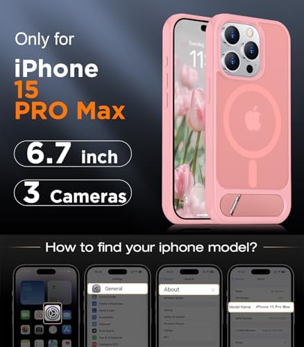 Temdan Magnetic Compatible with iPhone 15 Pro Max Case, [Built-in Invisible Kickstand][Compatible with MagSafe][Military Grade Shockproof] Slim Translucent Matte Phone Case for iPhone 15 Pro Max 6.7" - Image 2