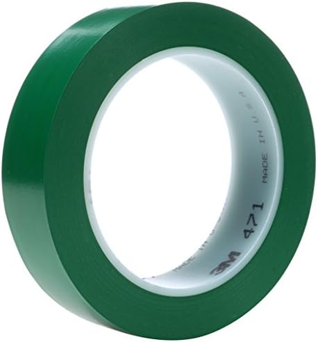 3M Vinyl Tape 471, Green, 1/2 in x 36 yd, 5.2 mil, 72 rolls per case by 3MIndustrial