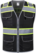 JKSafety Hi-Vis Unisex Surveyor Safety Vest Heavy Duty PPE Inner Pockets ANSI/ISEA Compliant by JKSafety