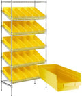 18" x 36" x 74" Heavy-Duty Commercial Chrome Shelving Unit with 25 Yellow Storage Bins - Metal Wire Utility Shelf for Tool, Office, Garage, and Warehouse Organization - Durable Storage Cabinet by Zedfire